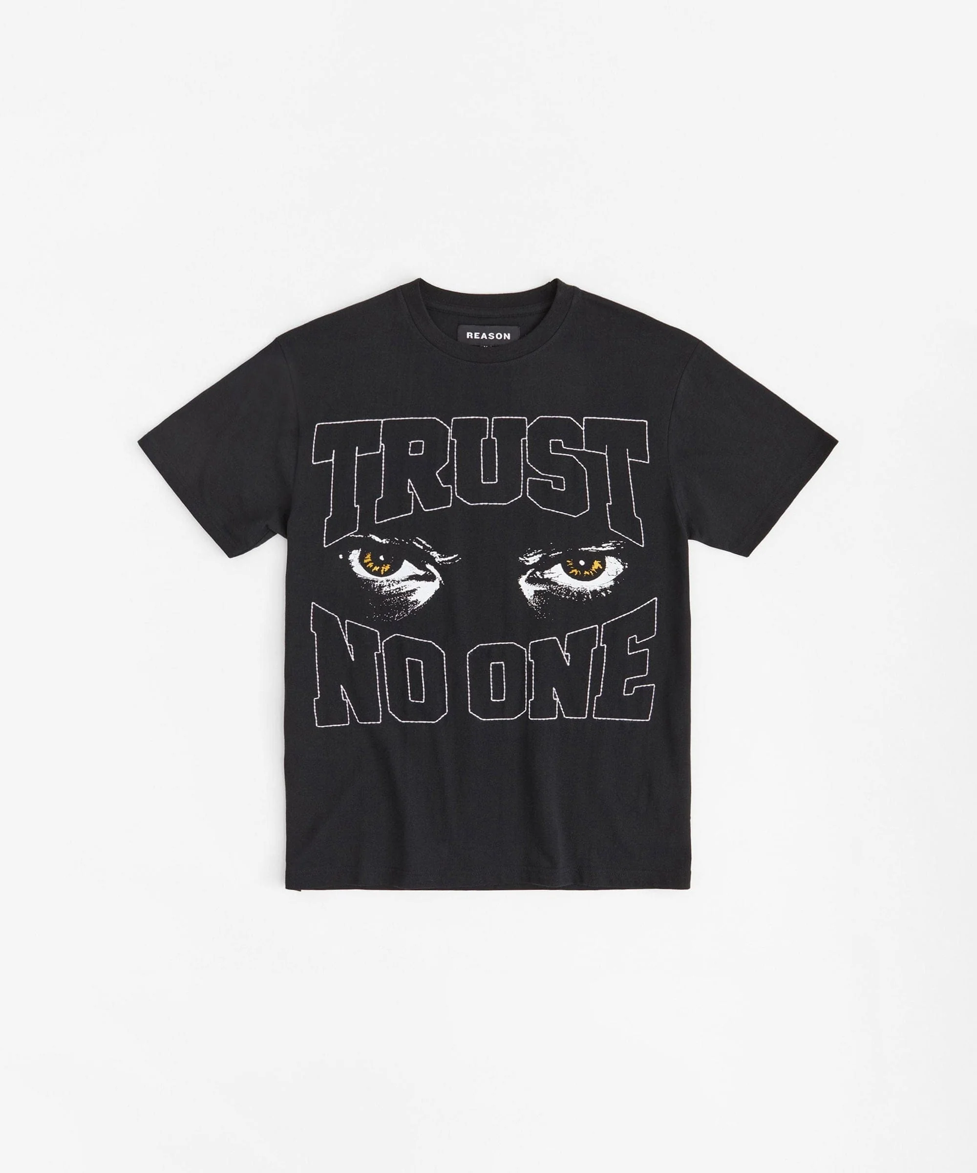 Trust No One Gold Embroidered Short Sleeve Tee - Black