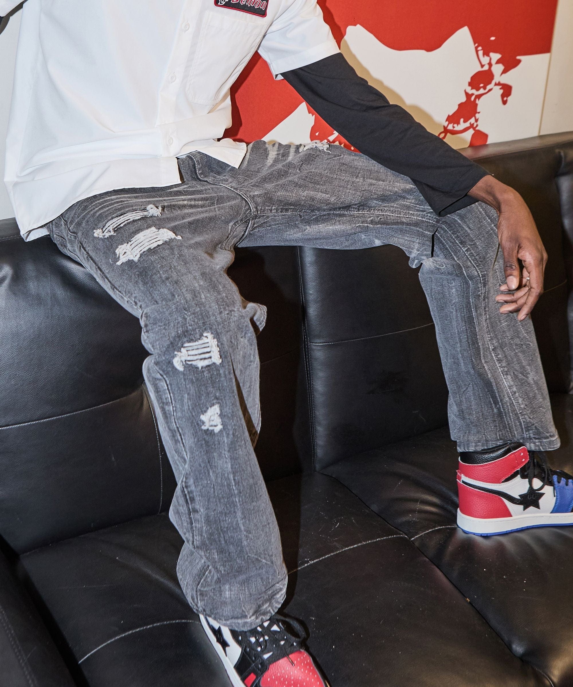 Washed Fleur Baggy Fit Denim Pant - Black - Image 10
