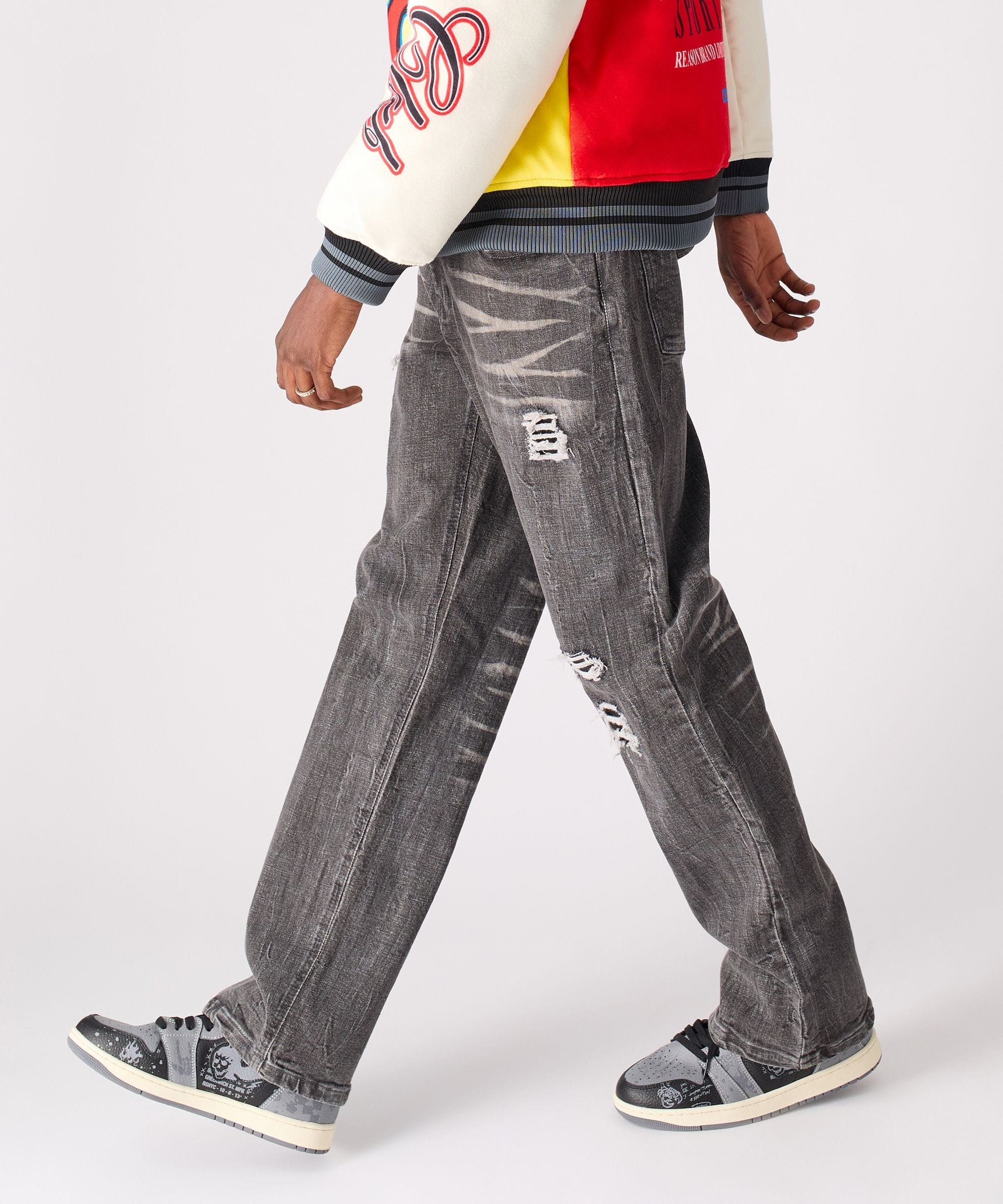Washed Fleur Baggy Fit Denim Pant - Black - Image 9