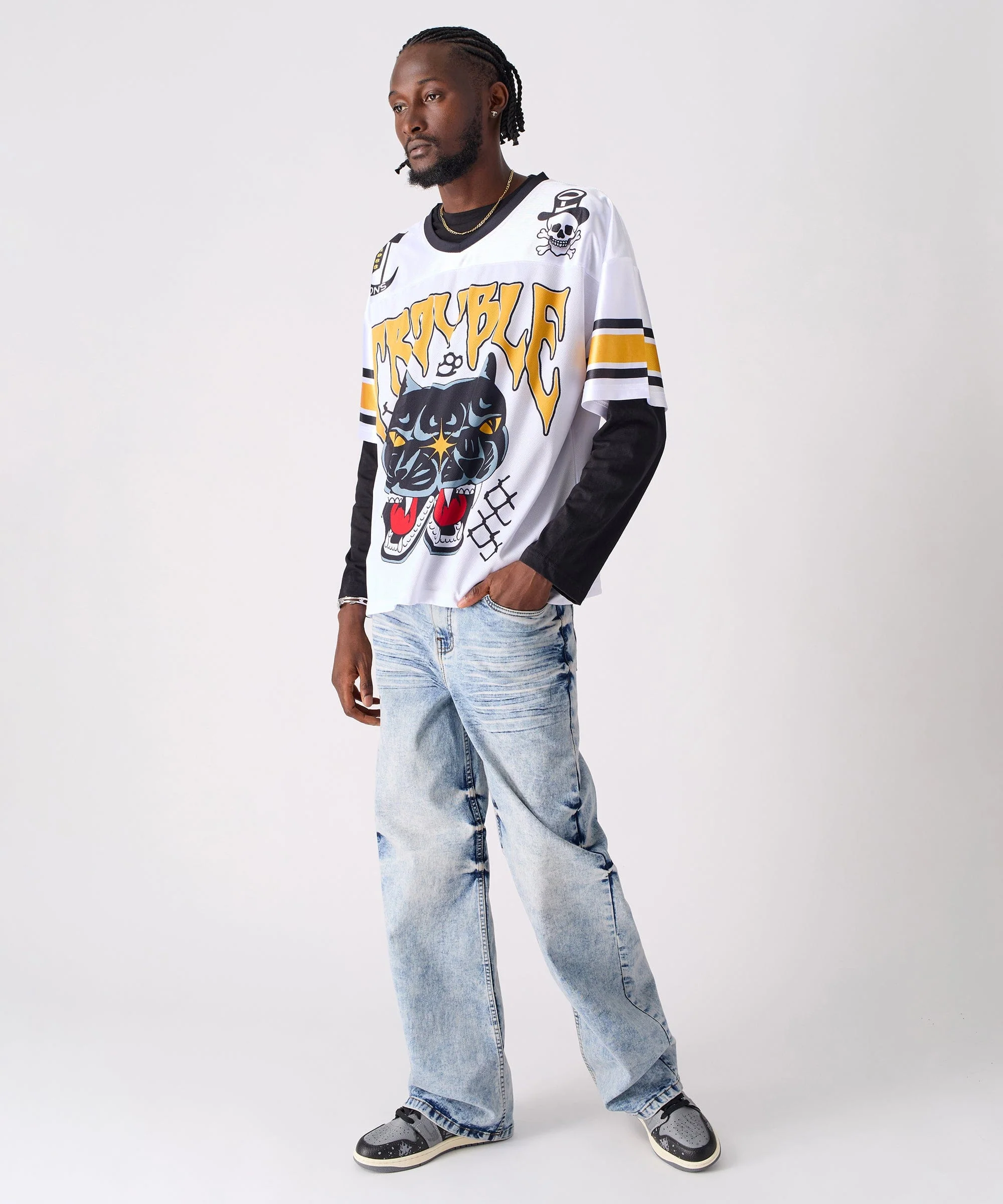Washed Fleur Baggy Fit Denim Pant - Blue - Image 11