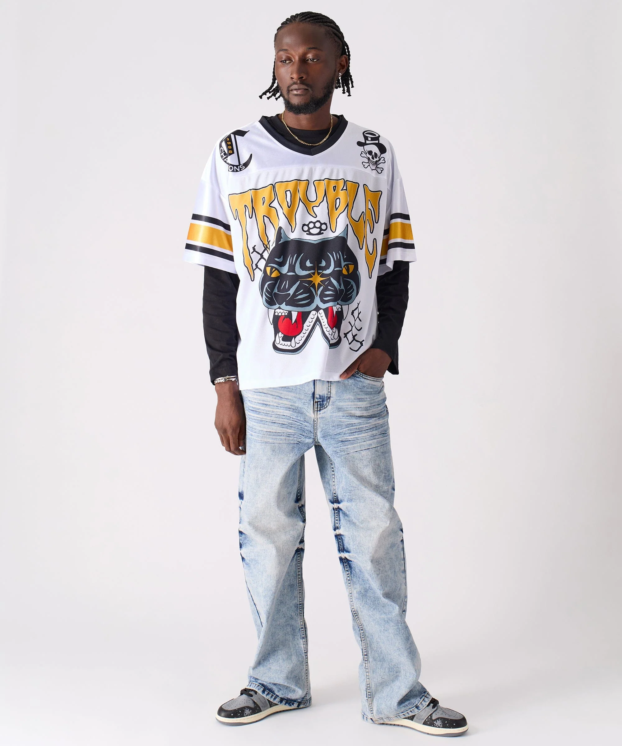 Washed Fleur Baggy Fit Denim Pant - Blue - Image 3