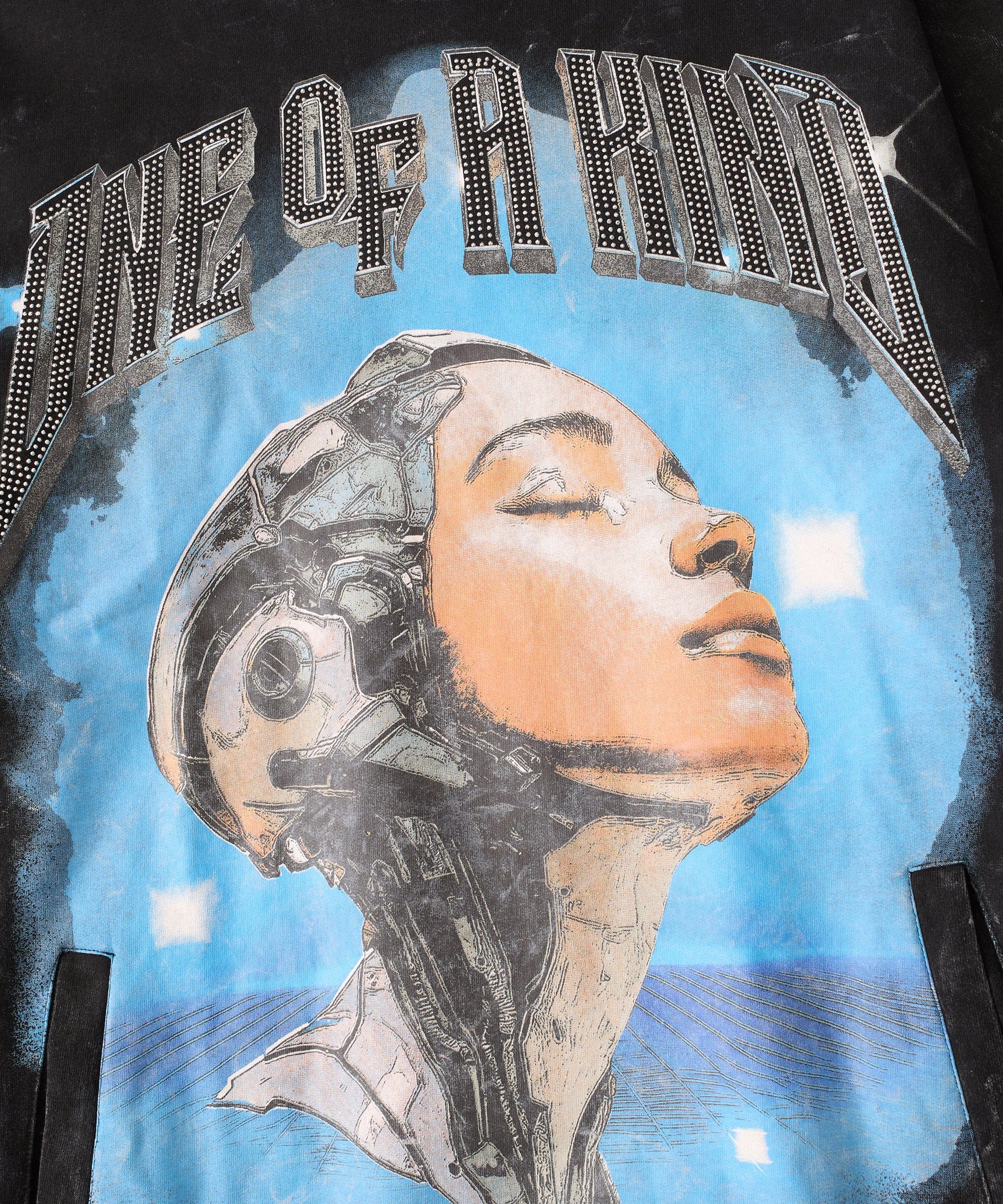 Washed One Of A Kind Rhinestone Hoodie - Charcoal - Image 3