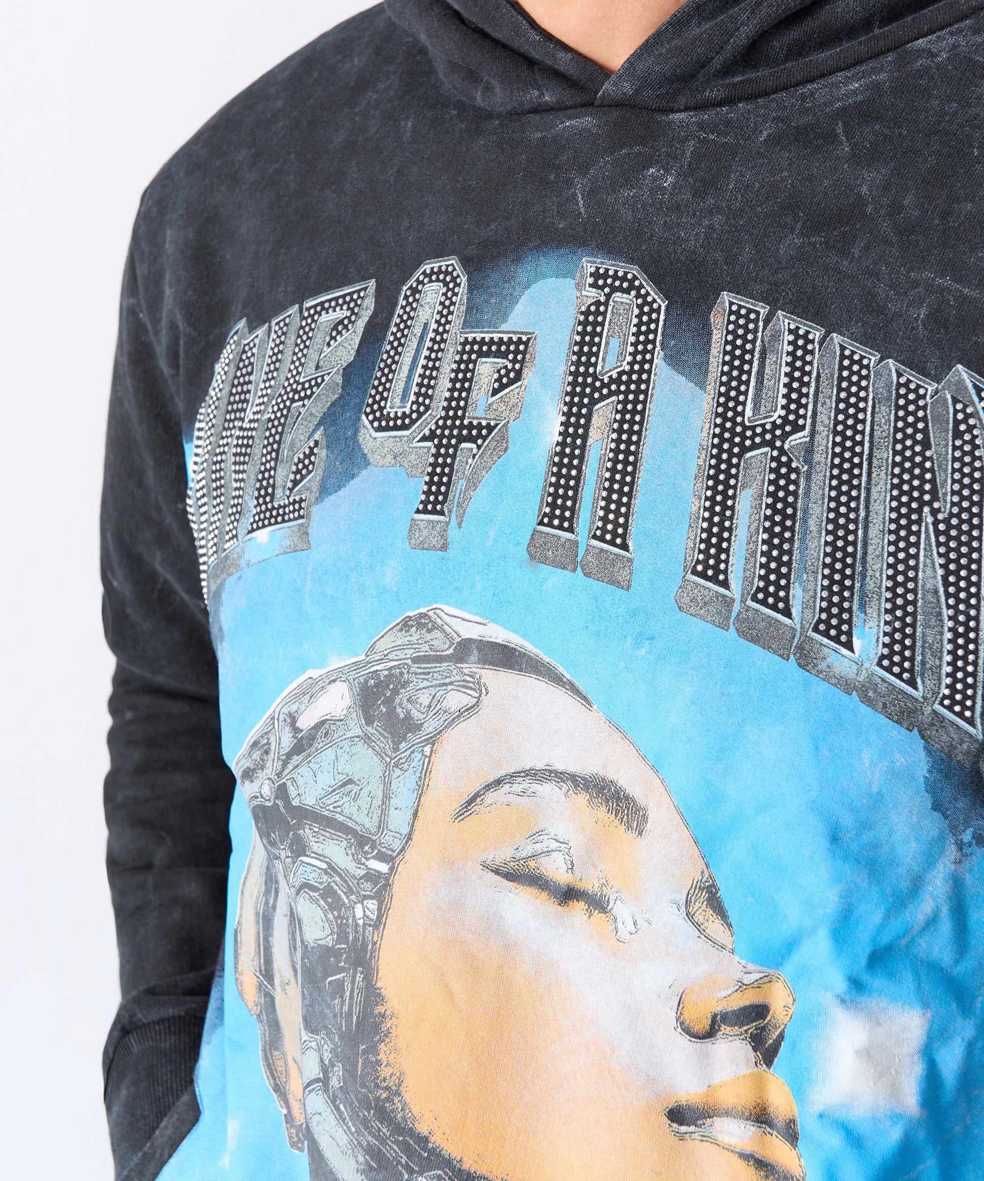 Washed One Of A Kind Rhinestone Hoodie - Charcoal - Image 7
