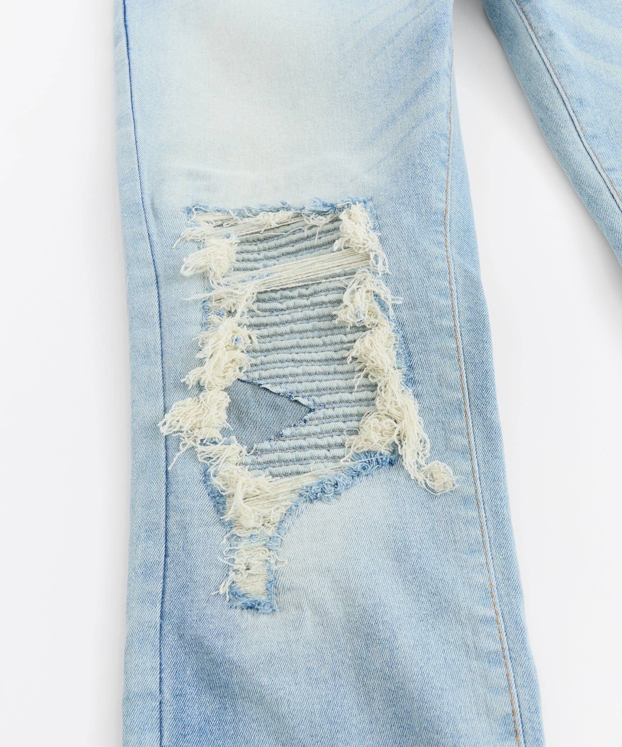 Washed Rip And Repair Denim Jeans - Light Indigo - Image 2
