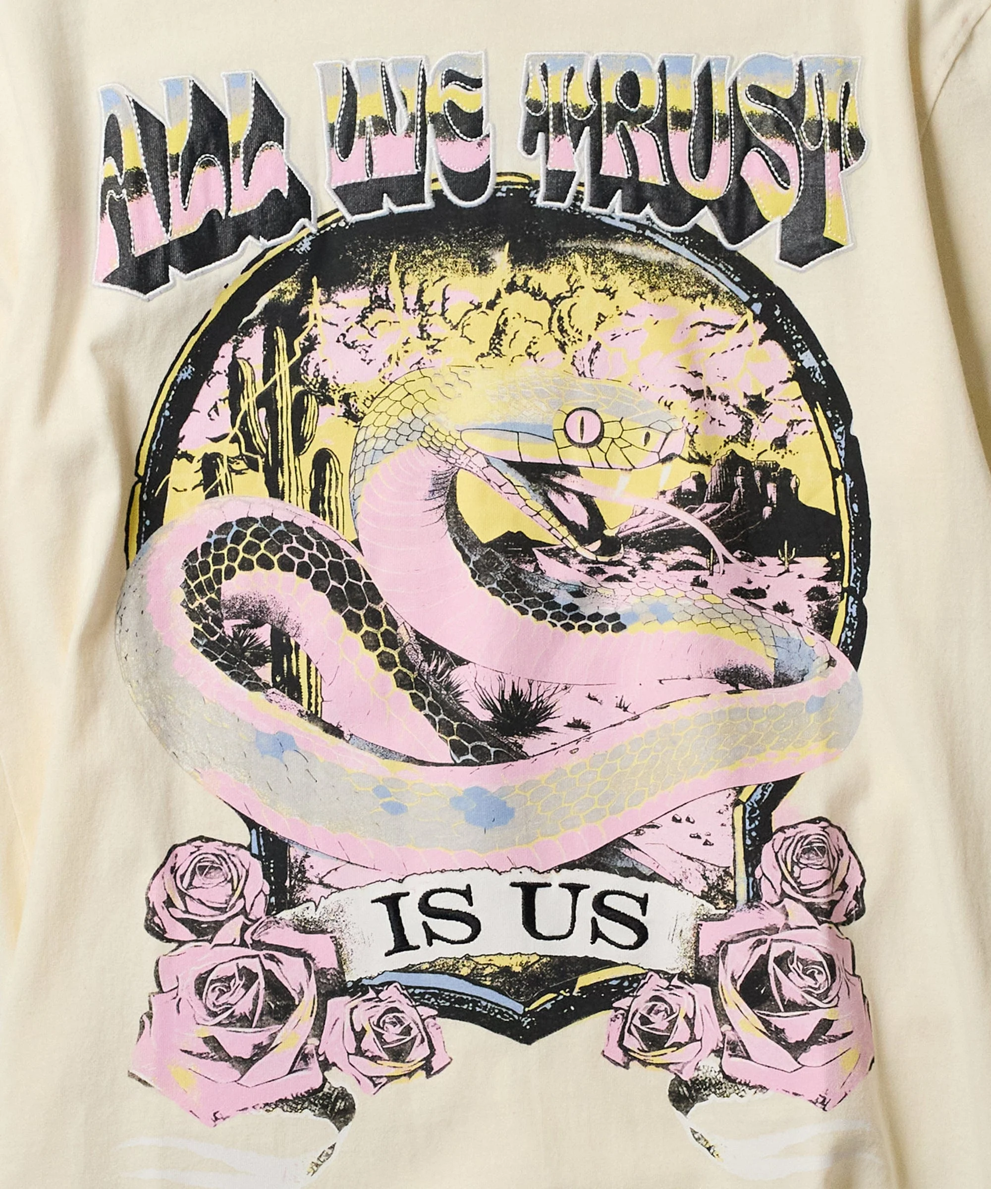 Women All We Trust Short Sleeve Tee - Khaki - Image 2