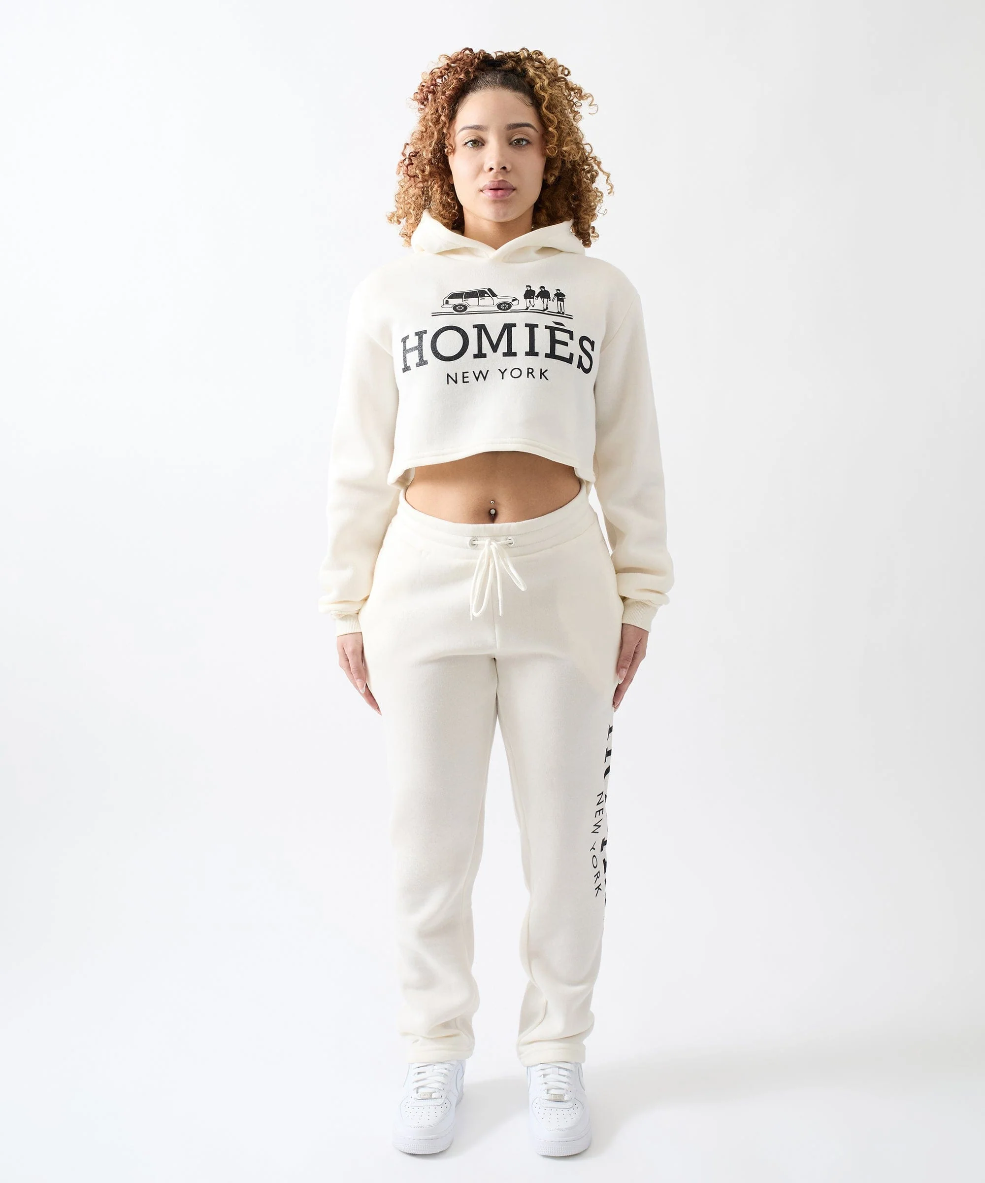 Women Homies Cropped Hoodie - Cream - Image 3