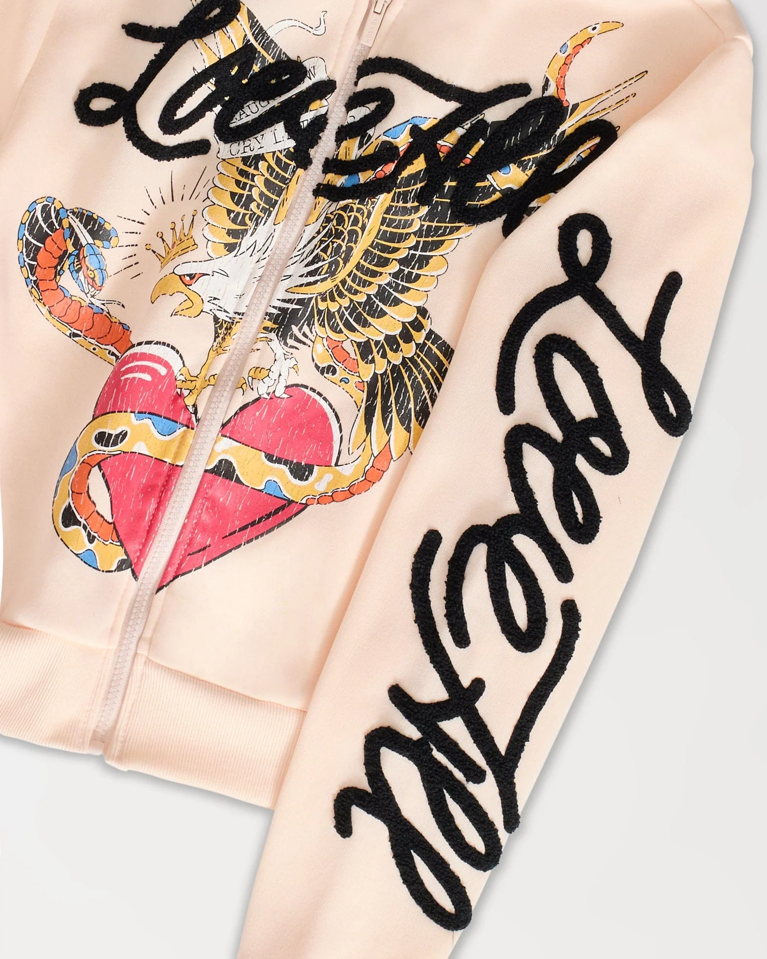 Women Love All Embroidered Cropped Hoodie - Pink - Image 4
