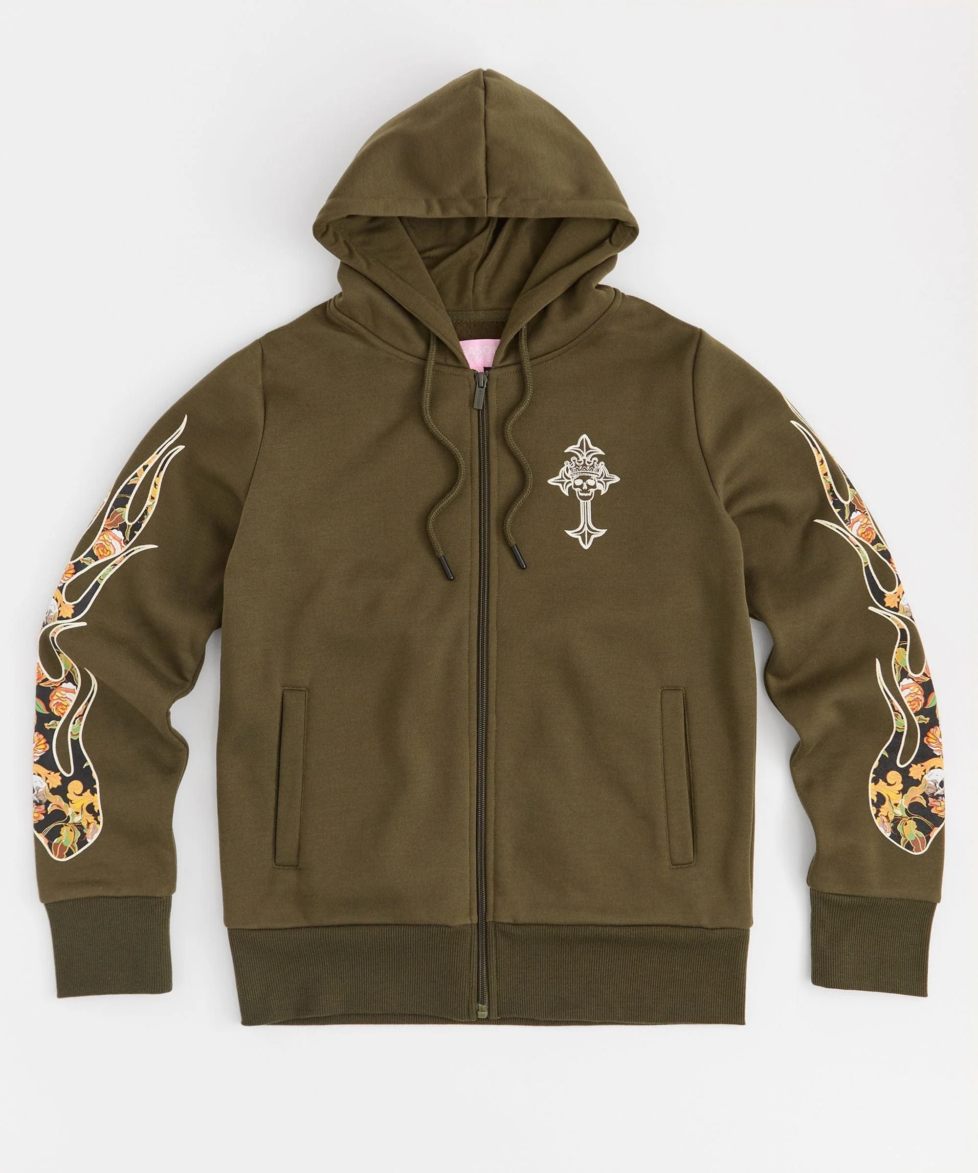 Women Olive Bad Habits Flame Hoodie - Olive Green