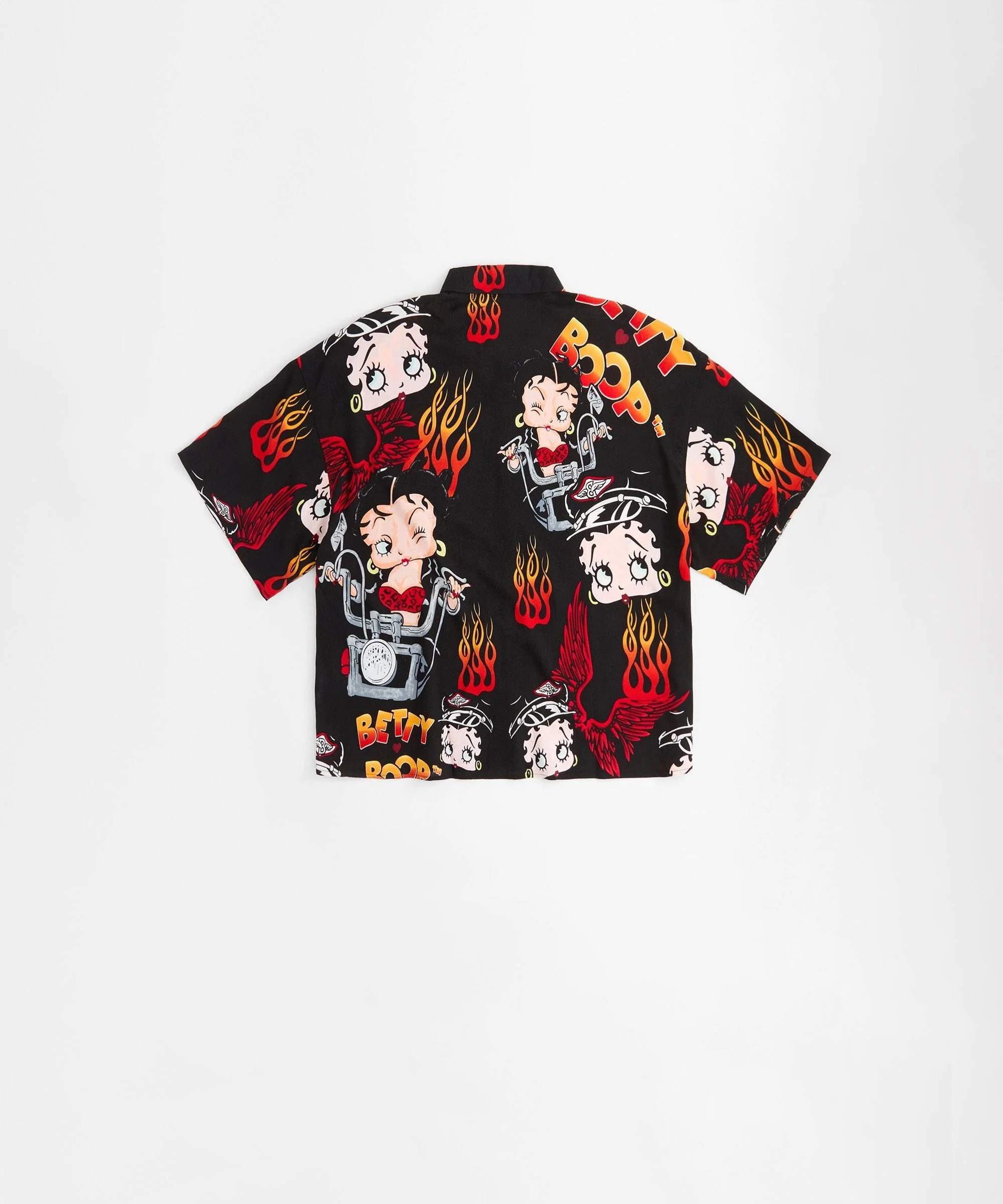 Women Plus Size Biker Betty Boop Woven Top - Black - Image 2