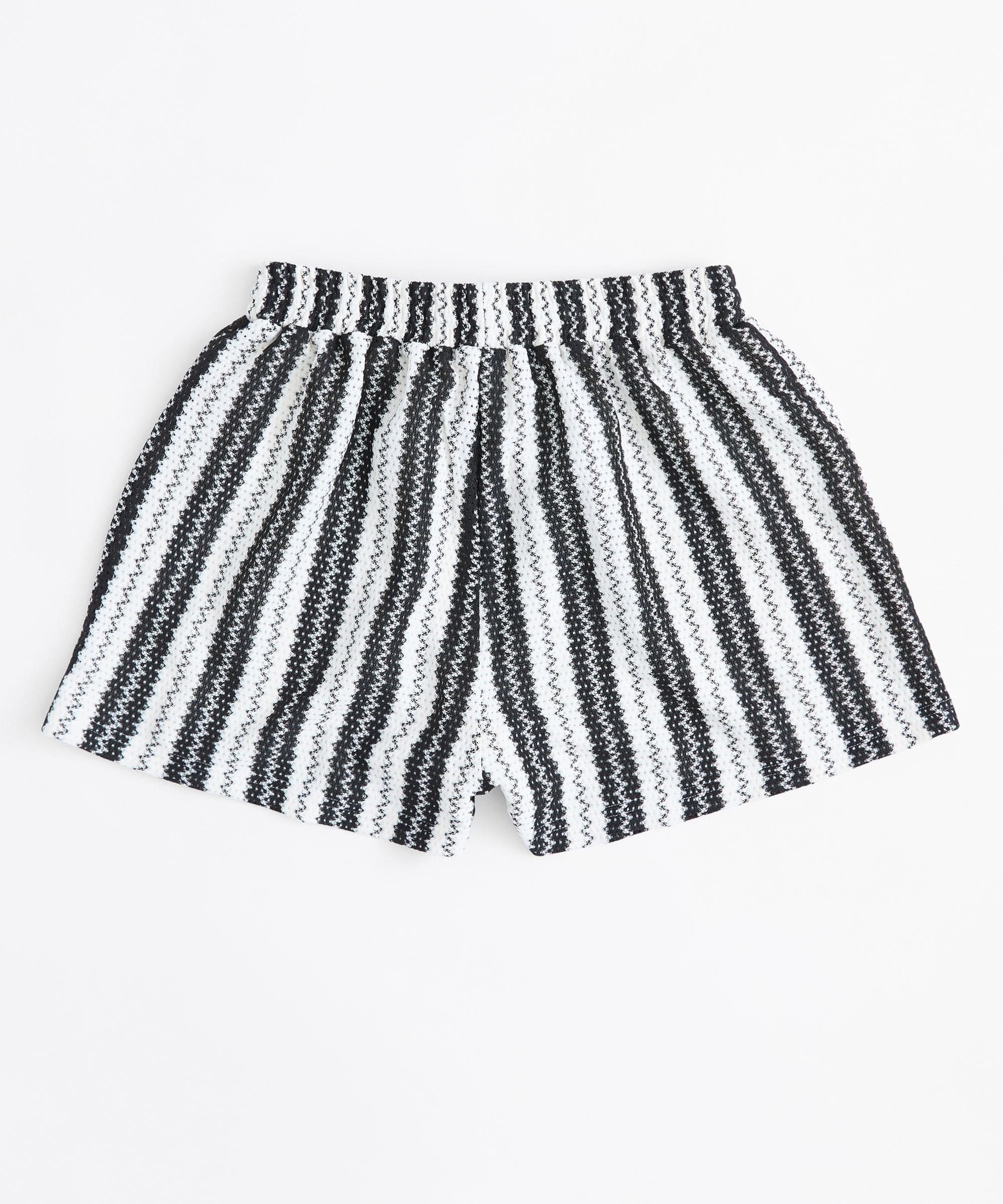 Women Plus Size Textured Shorts - Black And White - Image 2